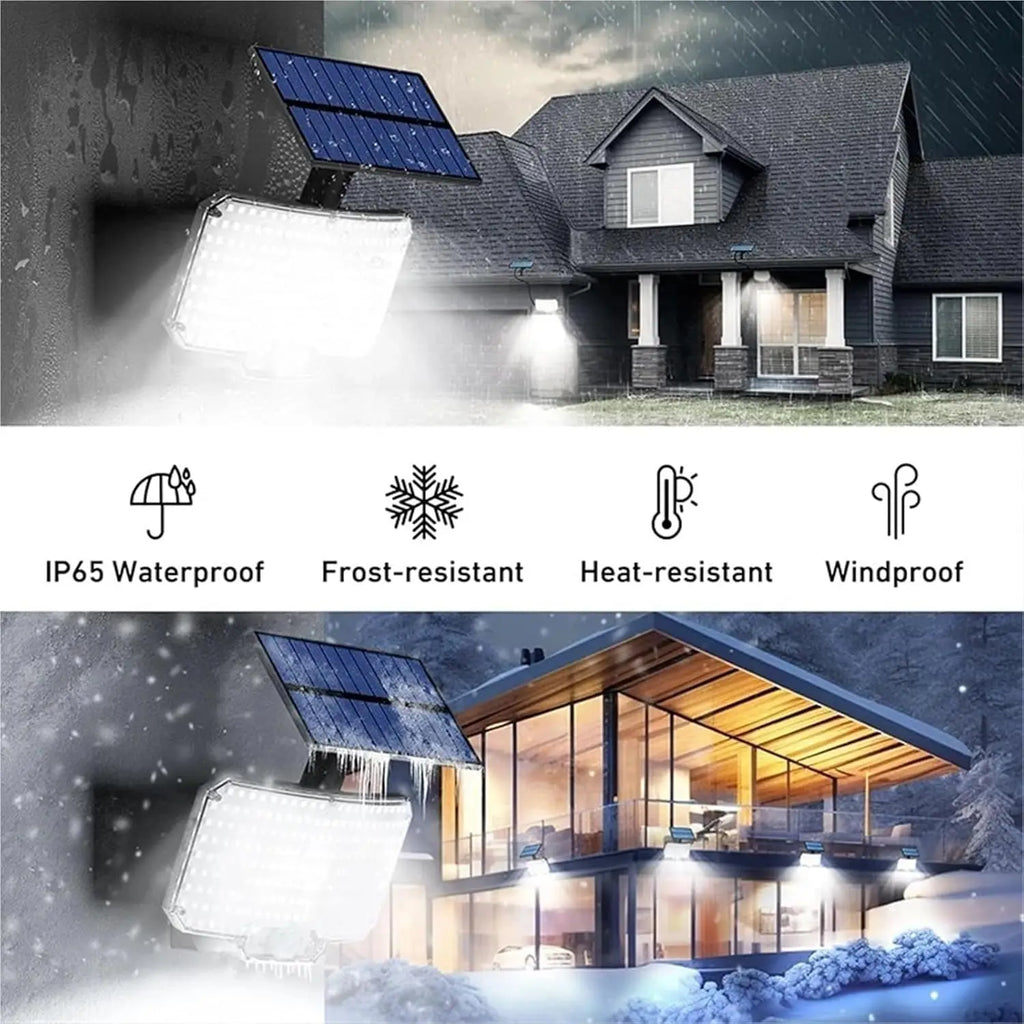 234 LED Solar Lights Outdoor Motion Sensor Dusk to Dawn Solar Powered Security Flood Light, Split 16.5ft Cable for Wall Garden