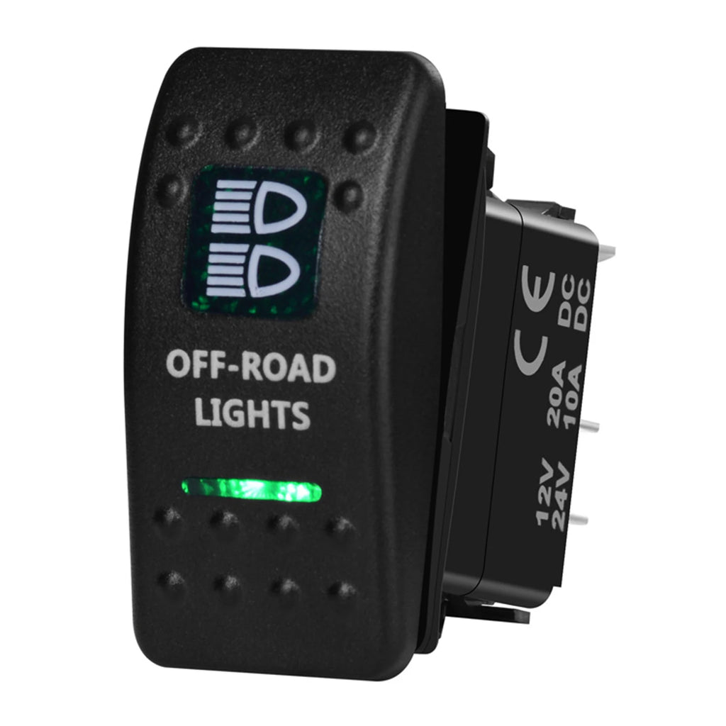 12V/24V Marine Rocker Switch Green LED SPST ON-OFF & DPDT ON-OFF-ON Momentary Toggle for 4x4 Off-Road RZR ATV ARB Carling Style