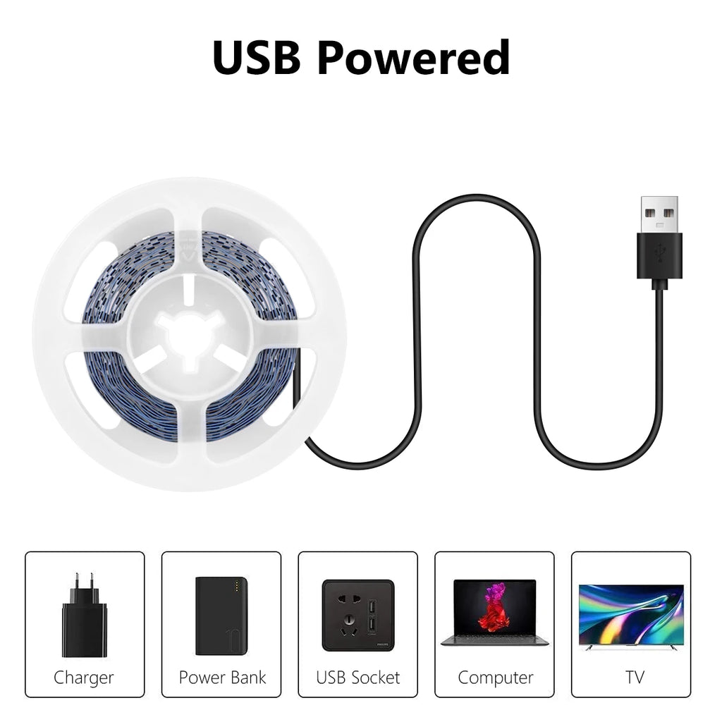 DC 5V USB LED Strips 2835 Diode Tape LED Ribbon Light TV Mirror Backlight Lighting Room Decor Lamp LED String Light 1M-5M
