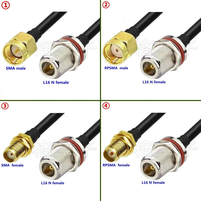 LMR200 LMR-200 Cable SMA To N Type Female Head with Waterproof Ring Antenna Extension Adapter Outdoor Coaxial Radio Frequency RF