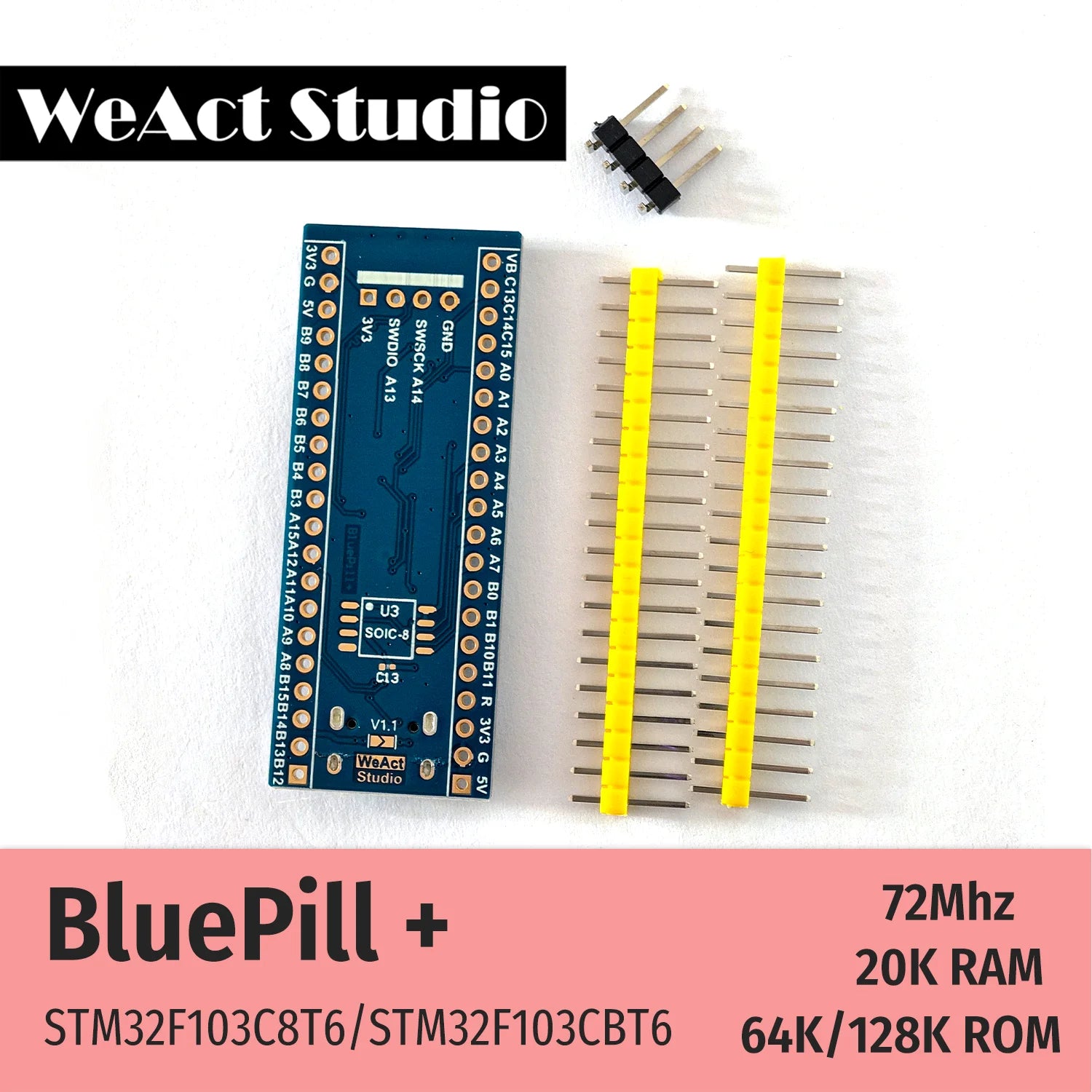 WeAct STM32F103C8T6 STM32F103CBT6 STM32F103 STM32F1 Bluepill Plus ARM STM32 Minimum System Development Board Module