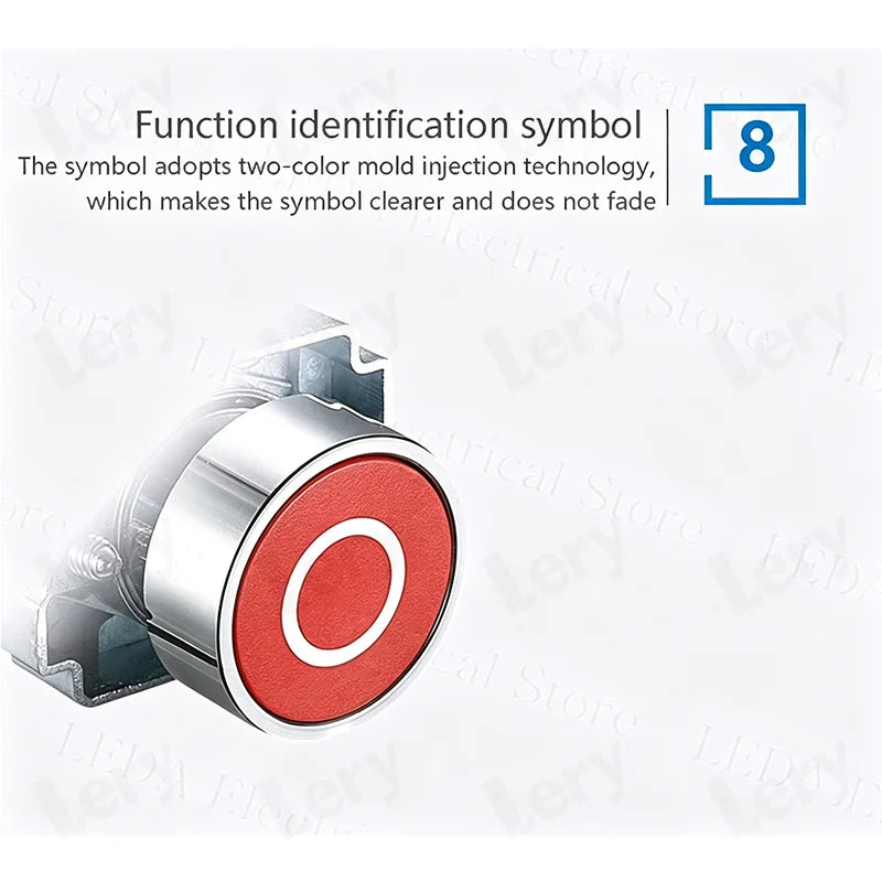 1Pcs XB2-BG21 XB2-BA31 XB2-BS54 22mm Knob Key Start Inching Power on Button Switch Self Reset Small Mushroom Head Emergency Stop