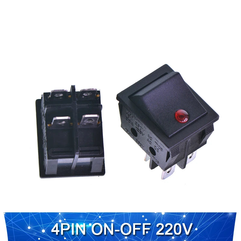 KCD4 Rocker switch ship type switch rocker power button 4/6PIN red light green light 31x25mm16A/30A 250v ON-OFF/ON-OFF-ON