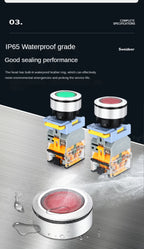 Flat Button Switch Waterproof 30mm Self Reset Locking Momentary Latching Red Green Yellow White Blue Switch Light 6V12V24V220V