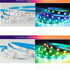 WS2812B WS2815 S-Shape Individually Addressable LED Strip Light 60LEDs/m Smart RGBIC Dream Color S Bendable 8mm Pixels Tape Bar