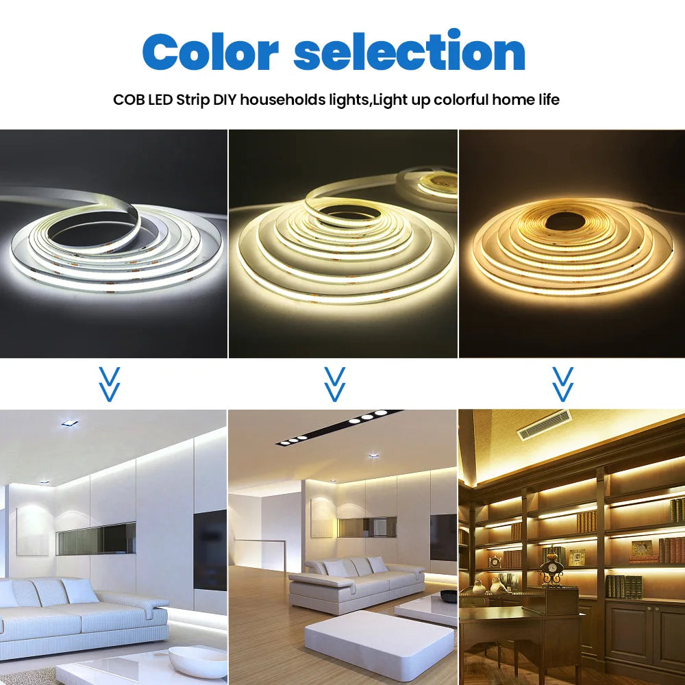 DC 5V USB COB Led Strip Light White/Red/Green/Pink/Ice Blue/Yellow 320 Leds Flexible Ribbon Night Lamp TV Backlights Home Decor