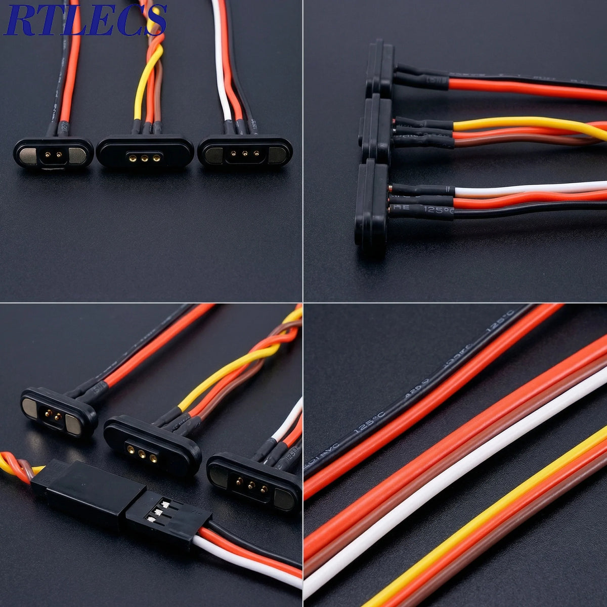 3A Magnetic Spring Loaded Pogo Pin Connector 5-24VDC 2/3/4 Pin Male Female Blind Led Lamp Snap-on JST SM JR Servo Extended Cable