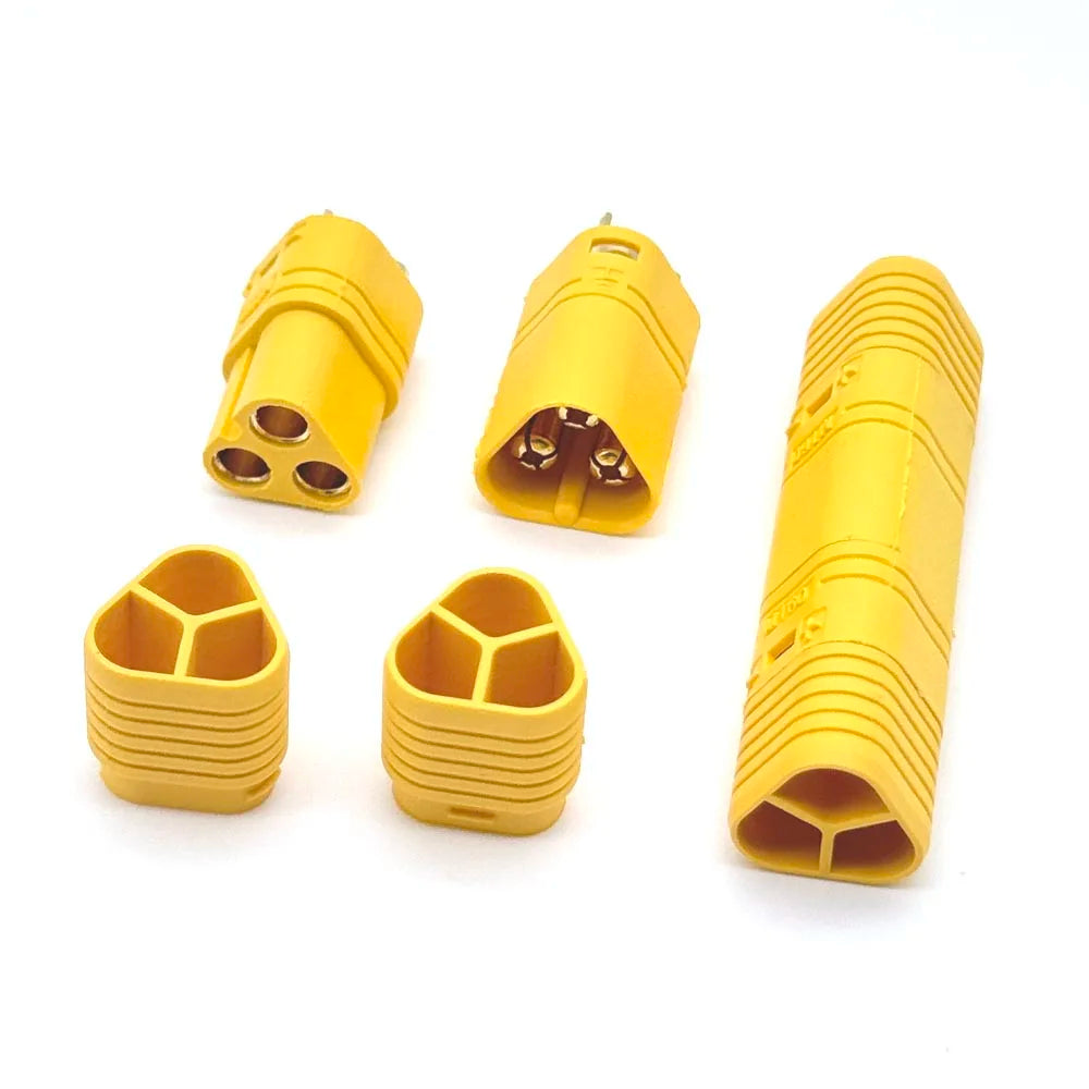MR60 MR 60 Fireproof Female Male Three-core Connector With Sheath 3.5mm Brass Gold Plated For Lipo ESC RC Model