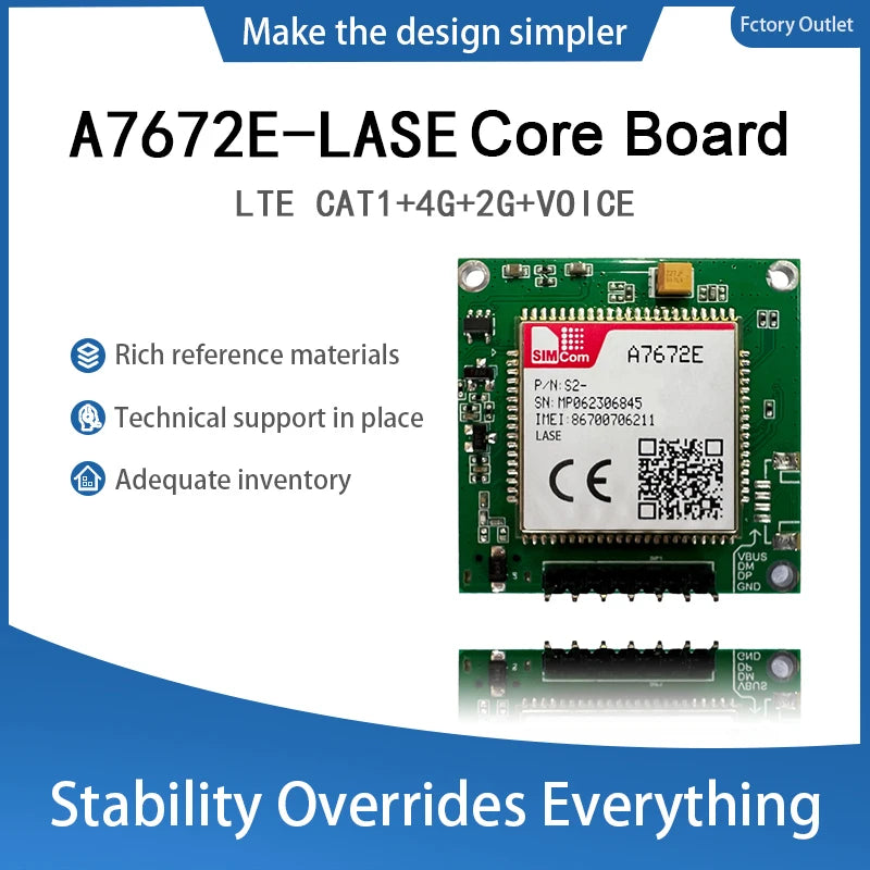 SIMCOM A7672E 4G Cat1 with GSM GPS Module development Core Board TTL Serial Port 1PCS