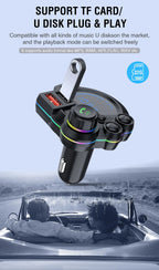 Bluetooth 5.3 FM Transmitter Handsfree Car AUX Radio Modulator MP3 Player with QC3.0 & PD20W Fast Charge Adapter Car Accessories