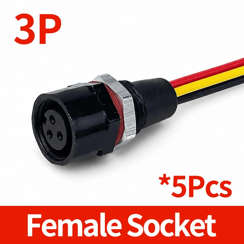 5PCS M12 Waterproof Connector IP65 Metal 2/3/4/5/6/8 Pin Male Female Panel Mount Socket Prewired Cable for  Automation Sensor