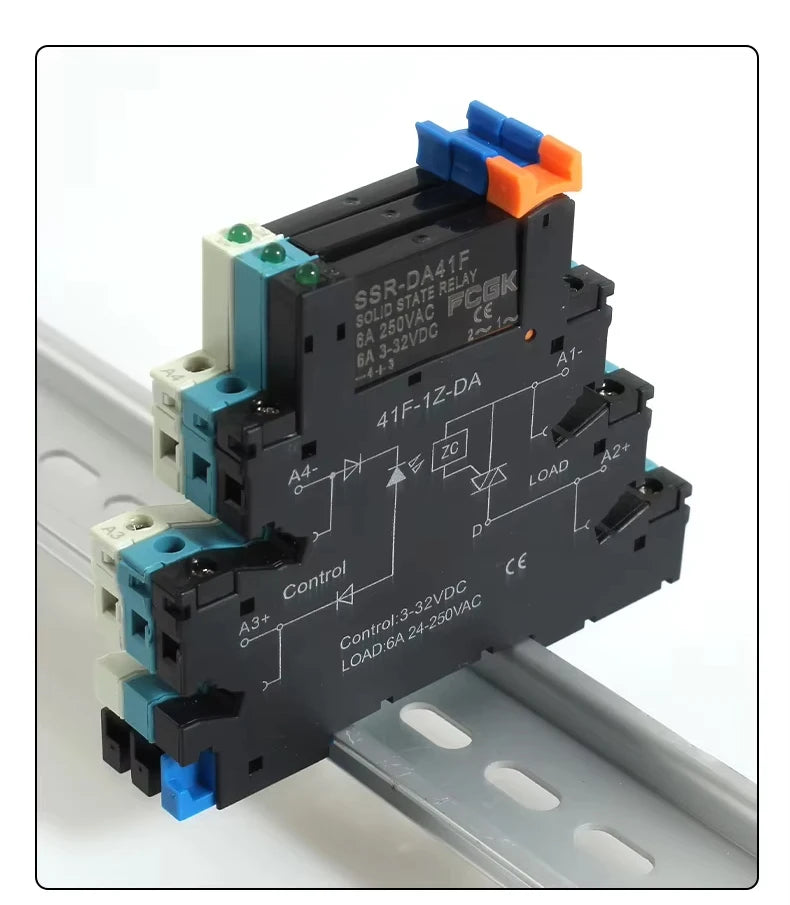 FCGK DC Control AC 6A Slim Interface Solid State Relay Module DIN SSR Slim Relay DC Control DC 41F-1Z-C2 SSR Relay DIN Rail