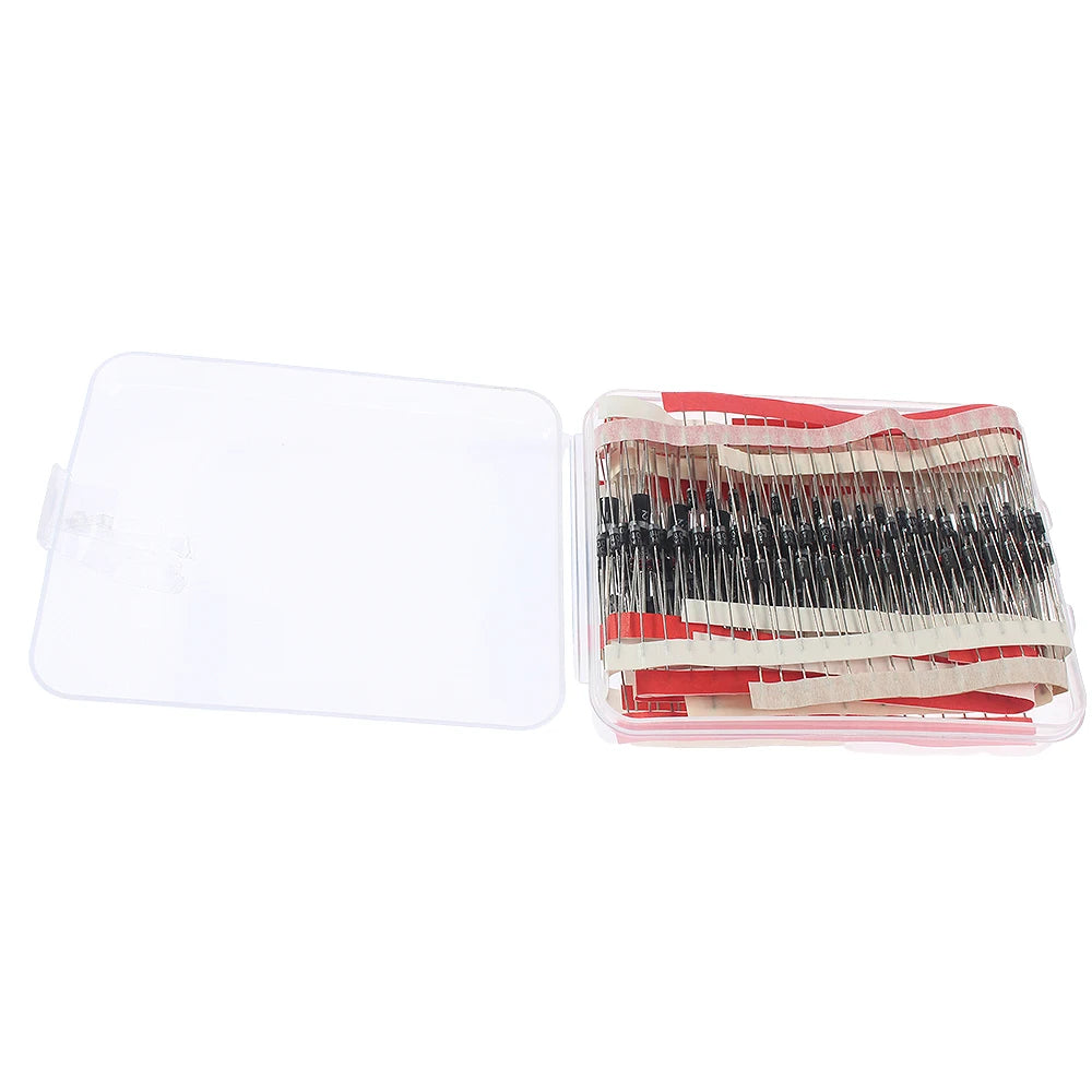 350PCS Rectifier Diode 1N4148 1N4001 1N4004 1N4007 1N5404 1N5406 1N5408 RL207 UF4007 FR107 FR207 1N5817 Schottky Diodes Kit