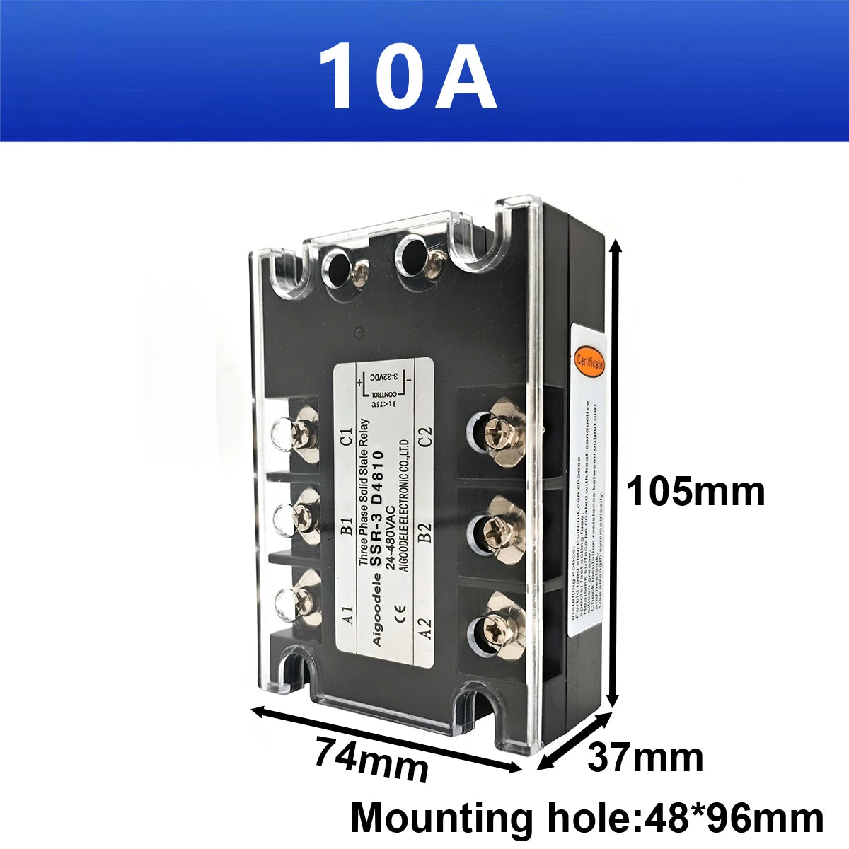 3 Phase DC-AC 10A 25A 40A DA 60A 80A 100A Three Phase SSR 3-32V DC Control 24-480V AC Solid State Relay SSR JGX-3 D4840