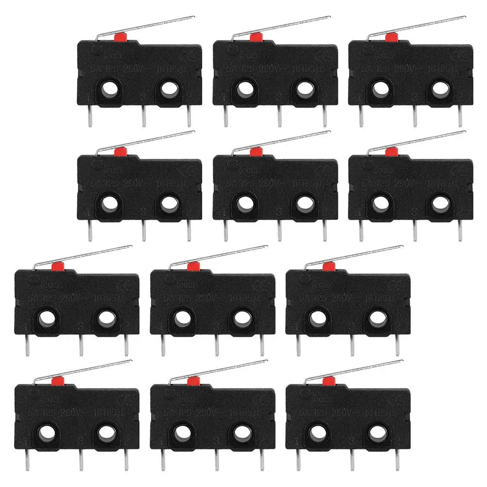 12Pcs Micro Limit Switch Straight Lever Precision Compact Mechanical Electronic Equipment Industrial Automation Small Push