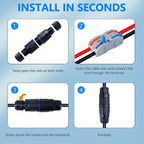 5Pcs Ip68 Waterproof Cable Connector Quick Connection 2 in 2 Out /3 in 3 Out Electrical Terminal Adapter Wire Connector