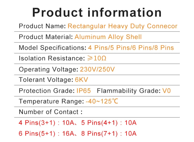 HA Heavy Duty Connector Kit 4/5/6/8 Core Pins Male&Female Insert Plug HDC-HA Rectangular Waterproof Industrial Aviation Socket