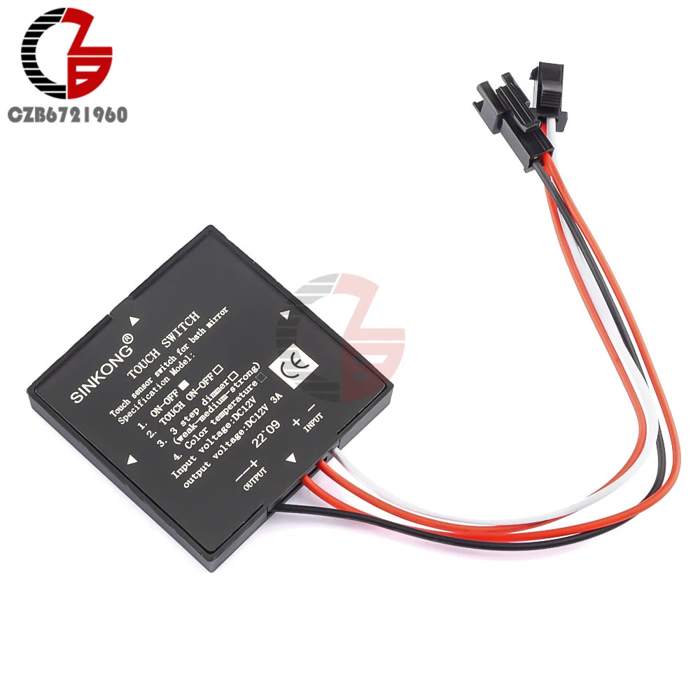 DC 12V 3A Touch Switch Sensor Stepless LED Inductive Dimmer Bathroom Mirror Lamp Dimming Control Switch for Led Light Mirror