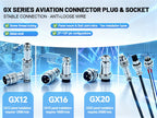 5/10Set GX12 GX16 GX20 Aviation Connector 2 3 4 5 6 7 8 9 10 12 14 15 Pin Docking Fixing Circular Metal Male Female Plug Socket