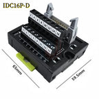 IDC16 IDC 16 Pin Male Connector to 16P Terminal Block Breakout Board Adapter PLC Relay Terminals DIN Rail Mounting