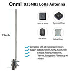 915MHz & 868MHz,12dbi High-Gain LoRa & GSM Antenna for Hotspots & Miners,N-Female Connector,43inch Length,with 32ft RP-SMA Cable