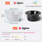 Recessed Round LED COB Ceiling Spot Light 5 CCT Switchable/ Tuya BLE/ Zigbee/ DALI Fixtures Lighting Indoor Smart Lamp Lighting