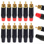 2/4/8/16PCS RCA Audio and Video Plug Connector RCA Male Lotus Jack Black Plating Electrophoresis with Gold Plated Head