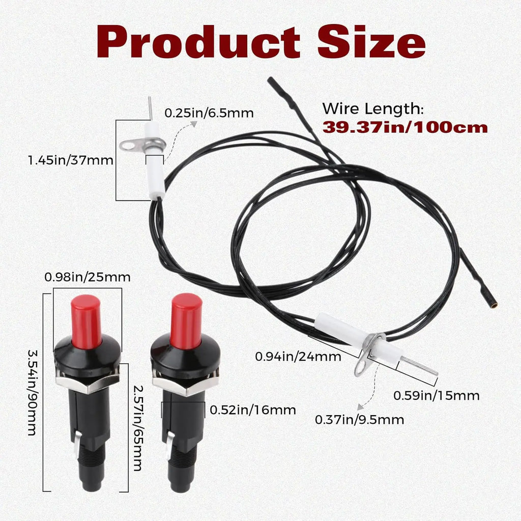 Piezo Igniter W/ Spark Ignition Propane Push Button Piezo Igniter Kit W/ Thread Ceramic Electrode Ignition Plug Type of 1 Out 2