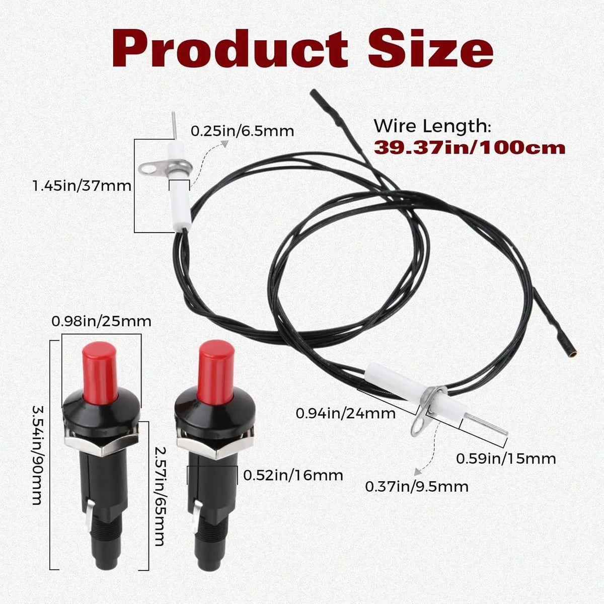 Piezo Igniter W/ Spark Ignition Propane Push Button Piezo Igniter Kit W/ Thread Ceramic Electrode Ignition Plug Type of 1 Out 2