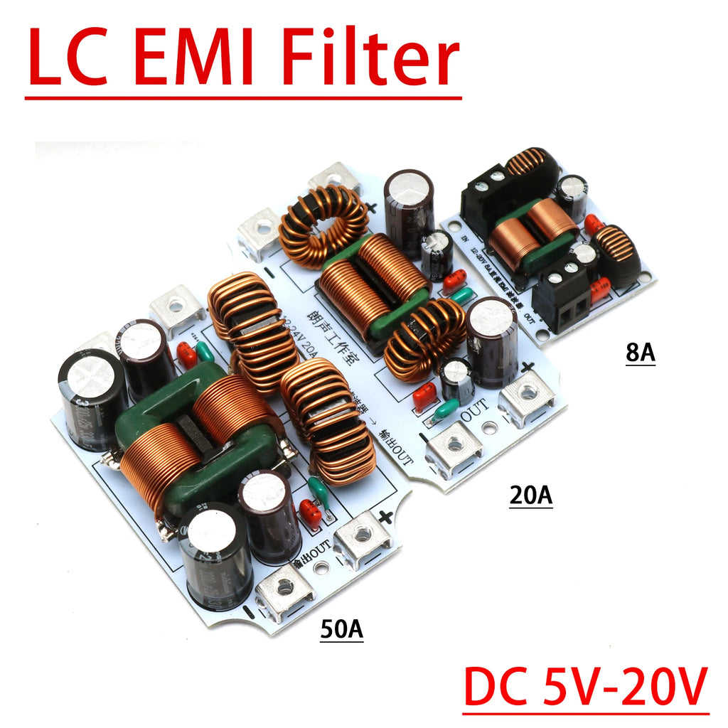 8A 20A 50A Car Audio Power Filter DC LC EMI High-Frequency Electromagnetic Interference Filter EMC Purification Noise Filtering