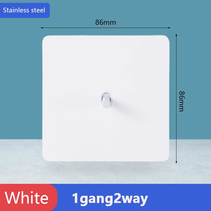 Toggle switch White stainless steel panel retro wall lamp switch AC110-250V 1 2 3 4 Gang 2 Way16A Universal wall light switch