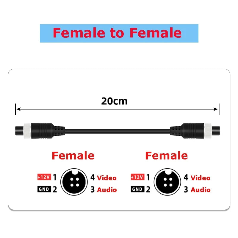 1Pcs M12 4Pin Aviation Male to Male /Female  Female to Female Extension Cable GX12 Adapter for CCTV Camera Security DVR 20CM