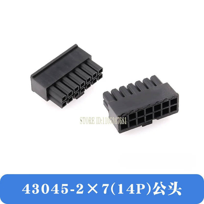 10sets Mx3.0 3.0mm Pitch Micro-fit 3.0 Connector Housing 2*1/2/3/4/5/6/8/10/12 Pin Male + Terminal Molex 43030 2p/3p/4p/5p