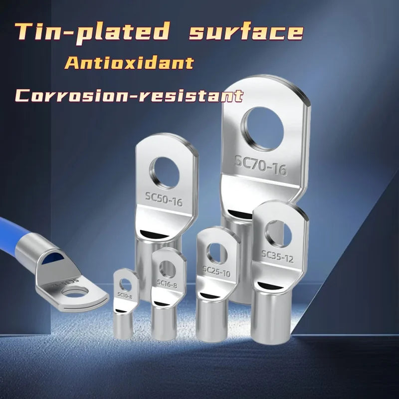 5Pcs-10Pcs Sc Type Cable End Terminal Sc1.5 Sc4 Sc6 Sc10 Sc16 Sc25S Sc50 Sc70 C95 Sc120 Sc150, Bare Copper Battery Block Terminals