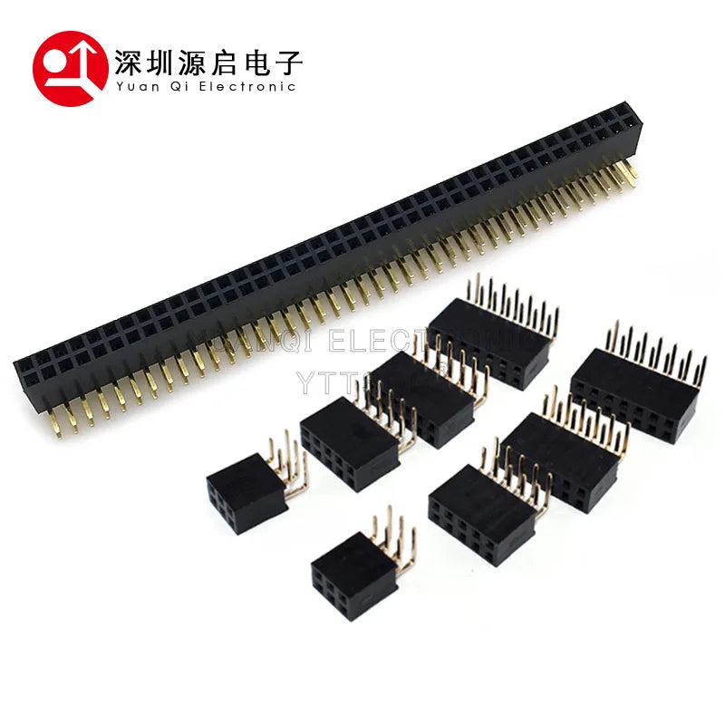 2.54mm R/A Double Row Female 2~40P PCB Board Right Angle Pin Header Socket Connector Pinheader 2*/4/6/10/20/40Pin For Arduino