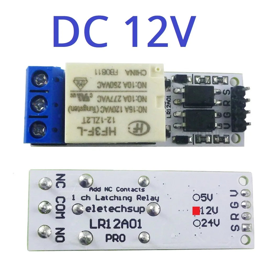 DC 5V 12V 24V Magnetic Latching Relay Module Bistable Self-locking Flip-Flop Latch Switch Board for Arduino ESP32