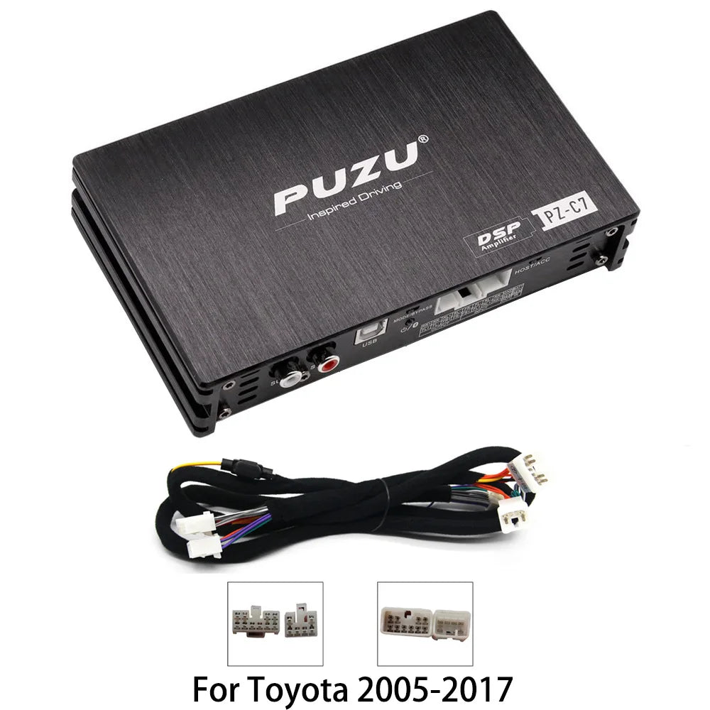PUZU PZ-C7 Wiring Harness 4X150W Car DSP Amplifier Car Radio Sound Upgrade Digital Audio Signal Processor For Toyota(Non-JBL）
