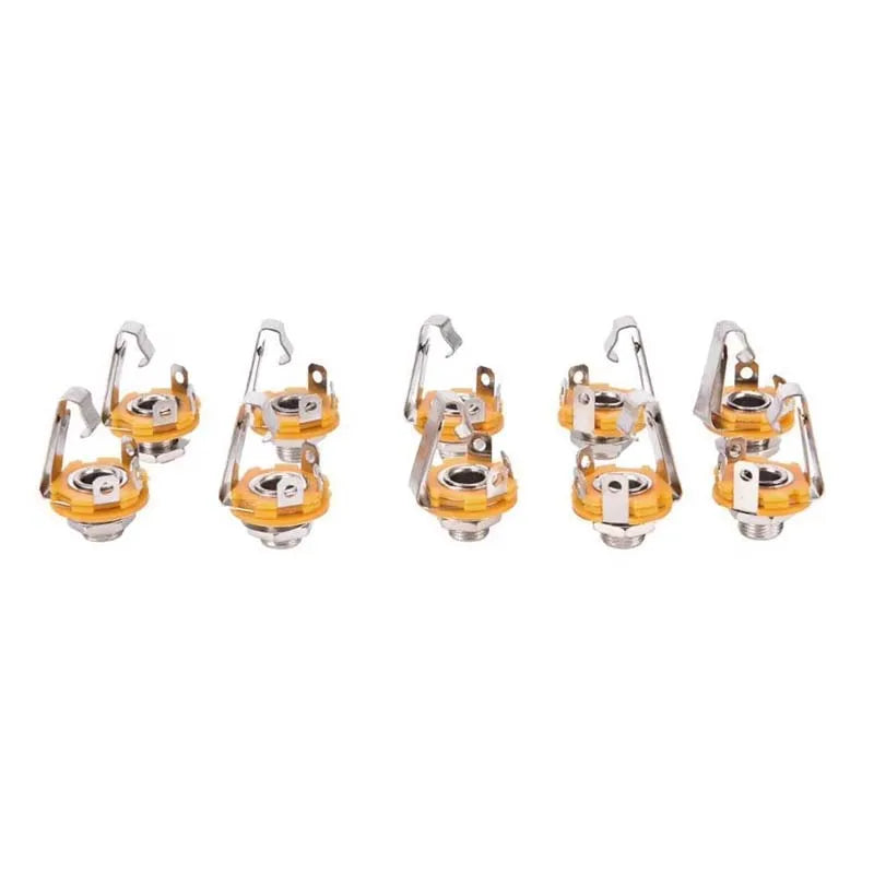 10Pcs 6.5mm Stereo Plug Jack Audio Female Connector Solder Welding Type Panel Socket Mono TS Panel Chassis Mount