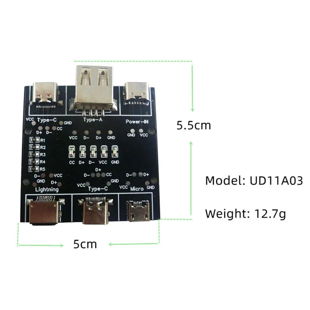 3PCS UD11A03 USB Cable Tester DC5V Type C Input Compatible DT3 Test 4 Kinds Data Line USB A Lightning Type C