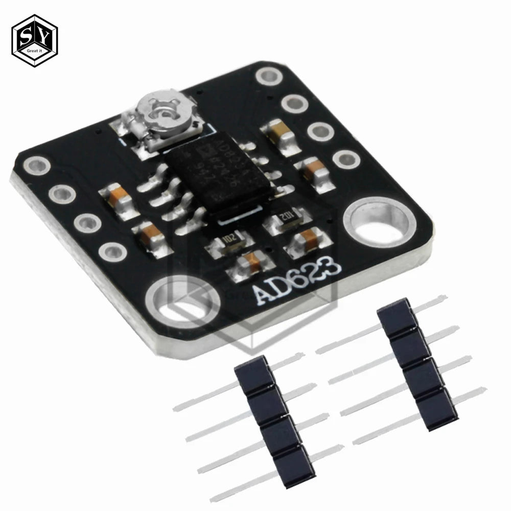 AD623 Instrument Amplifier Board DC 3V 5V 12V Dual Single Power High CMRR Module for Transducer Thermocouple