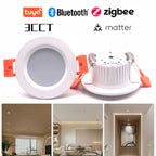 Tuya Smart Ultra-thin Embedded LED Downlight Bluetooth Zigbee Matter 3CCT Dimmable AC110V 220V Ceiling Lamp Indoor Lighting