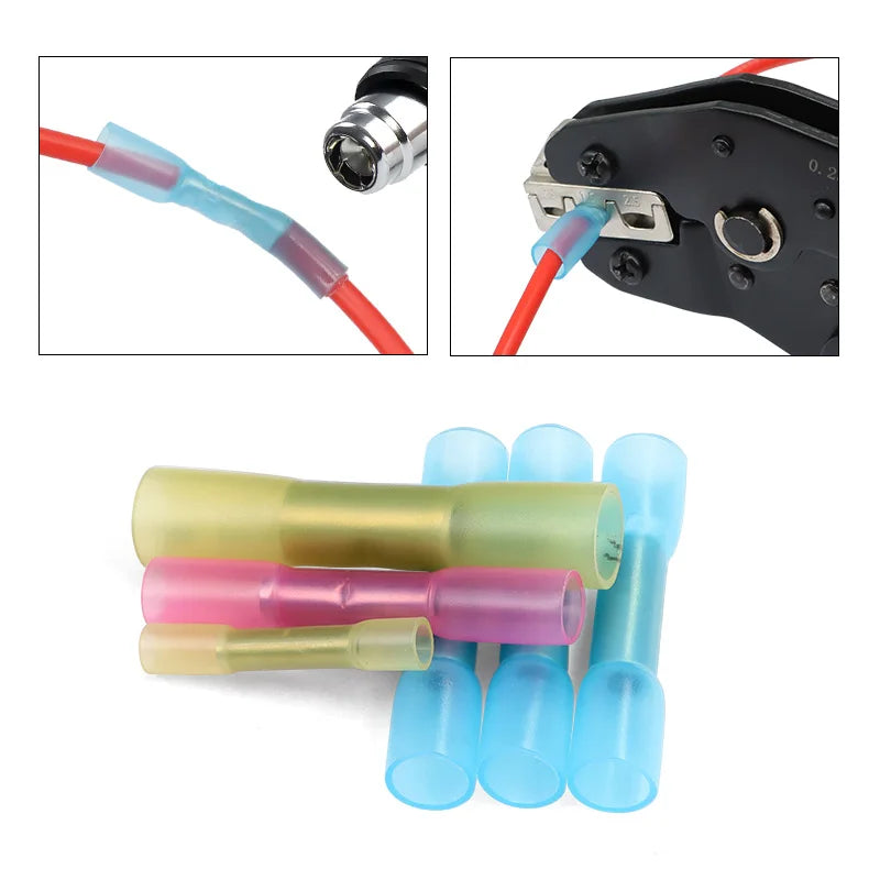10-1000Pcs BHT0.5/BHT1.25/BHT2/BHT5 Butt Crimp Copper Tube Terminals 0.3-6 Heat Shrinkable Cable Insulation Waterproof Connector