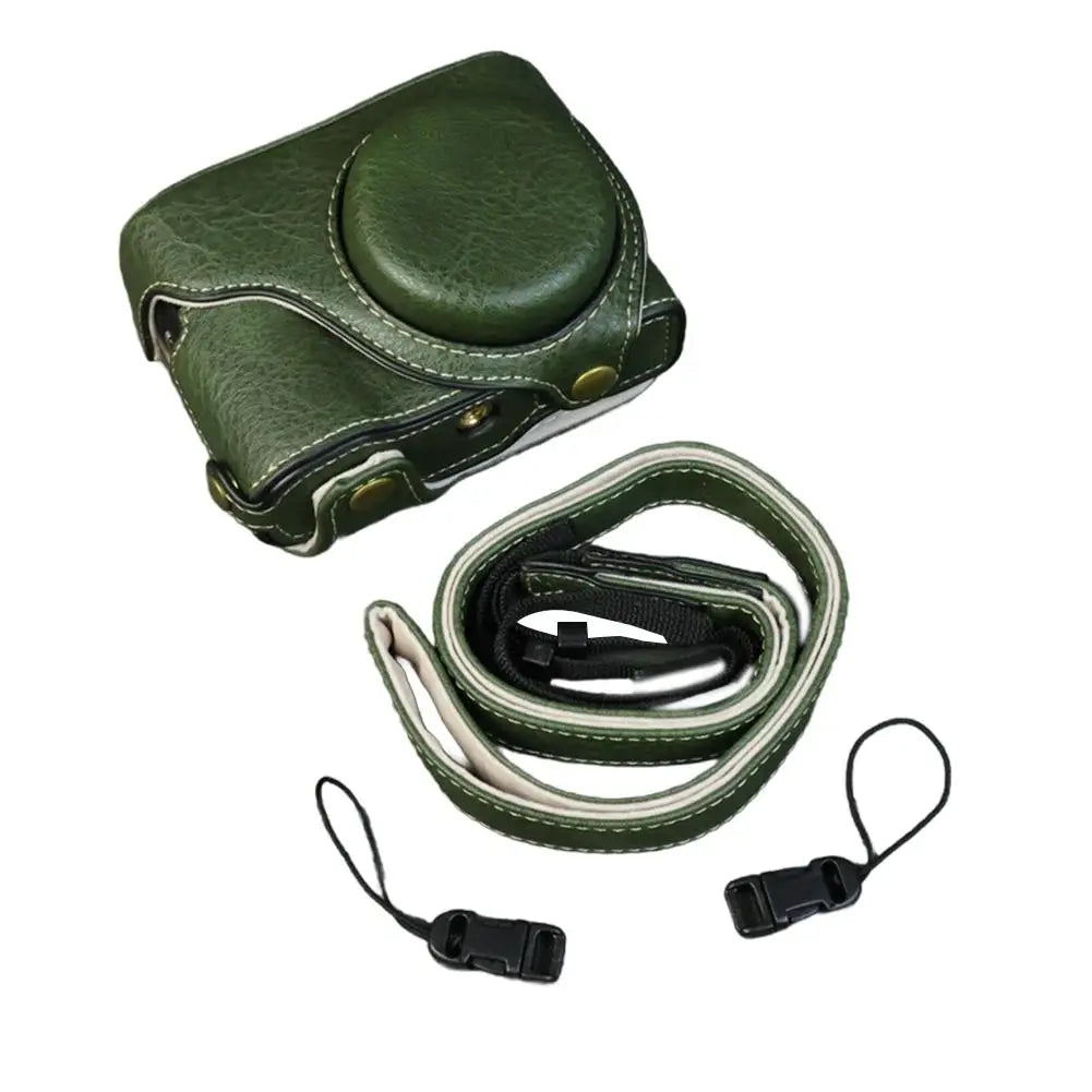 Handmade Leather Case for Panasonic Lumix TZ99 ZS99 Camera Carrying Bag with Adjustable Shoulder Strap