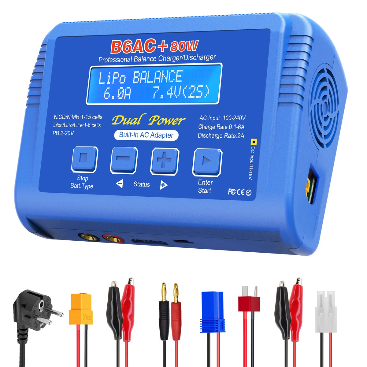 IMAX B6AC 80W RC Charger B6 AC 6A Balance Charger with Digital LCD Screen Li-ion LiFe Nimh Nicd PB Lipo Battery Discharger