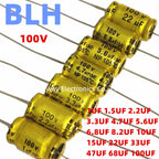 2PCS Audio frequency electrolytic capacitor axial horizontal NP 100V 22UF 33UF 47UF 68UF 100UF 10X16MM 10X18MM 10X20MM 13X25MM