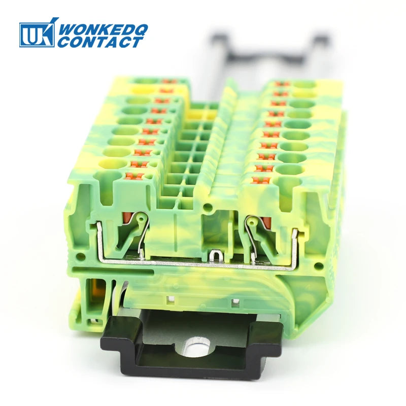 PT4-PE Push-in 4mm² Ground Din Rail Feed-Through Terminal Block Earth Strip Connector Wire Electrical Connector PT 4-PE