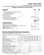20pcs DIP Rectifier Diodes IN4007 IN4001 IN4002 IN4004 IN4005 1A 1200V 50V 100V 400V 600V DO-41 1N4007 1N4001 1N4002 1N4004 4005