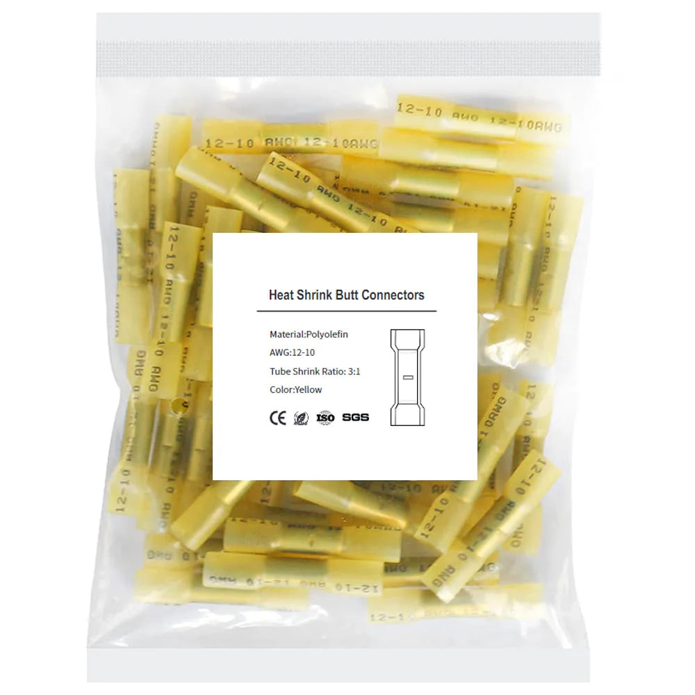 20/50/100/200PCS AWG 24-10 0.3-6.0mm2 Waterproof Insulated Automobile Wire Cable Crimp Terminals Heat ShrinkButt Wire Connectors