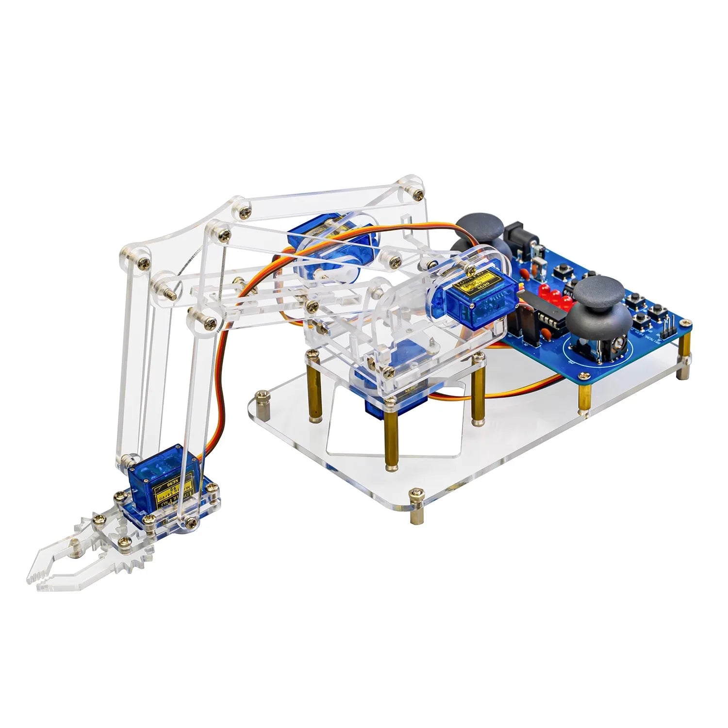 Four Degree of Freedom Assembly Robotic Arm Microcontroller Soldering Kit Acrylic Robotic Arm DIY Maker Learning Parts