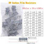 1/8W 1/4W 1/2W 1W 2W 3W 5W Carbon Film Resistors Assortment Kit 5% Electronic Components resistor package